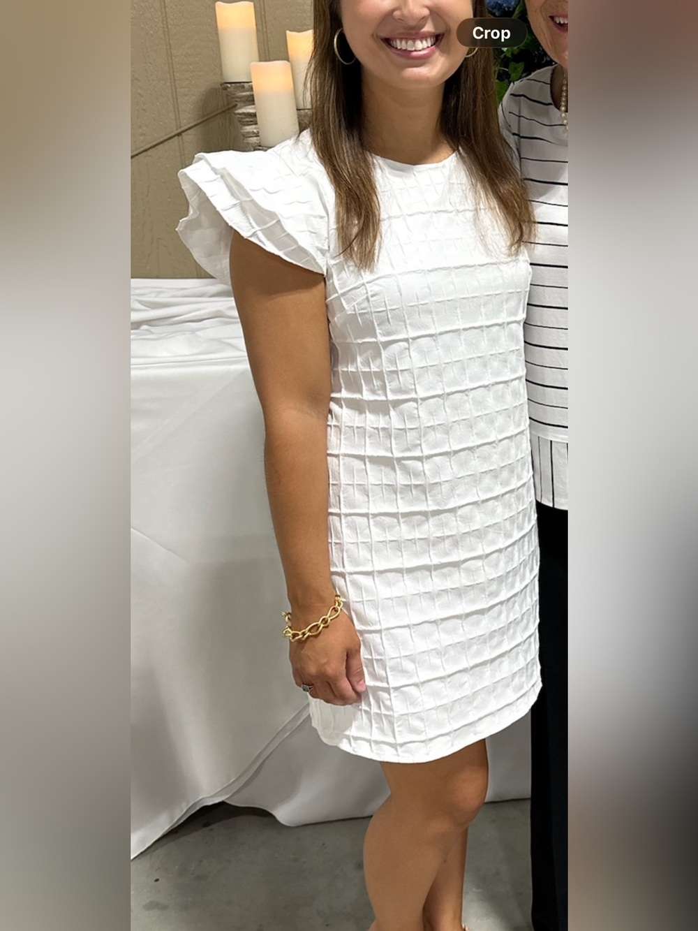 Women's White Textured Shift Dress